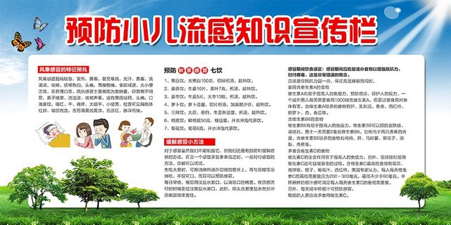 预防小儿流感知识宣传栏健康教育海报