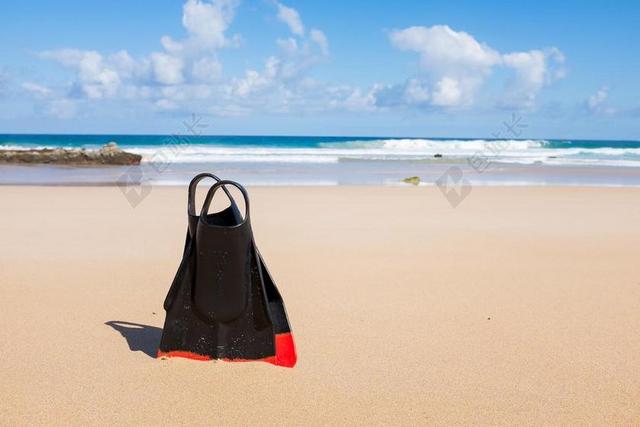 海滩 脚蹼 潜水装备 水肺 游泳 夏天 云