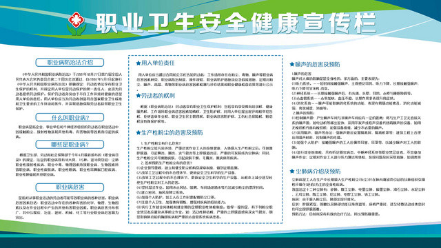蓝绿色清新职业卫生安全健康宣传栏