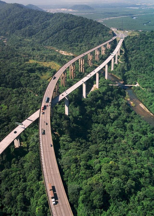 公路 路 空中的视图 RODOVIA DOS IMIGRANTES