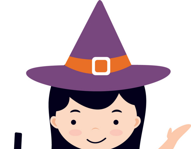 拿着魔法扫帚的女巫设计素材