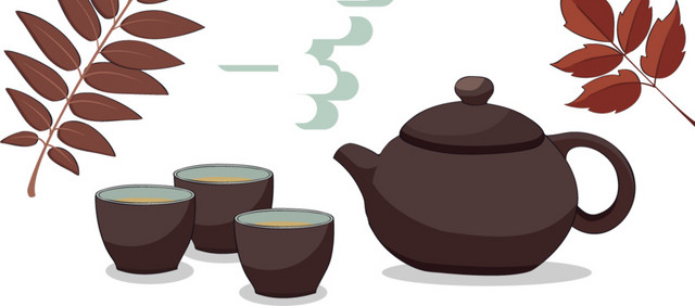 卡通月亮茶具设计素材