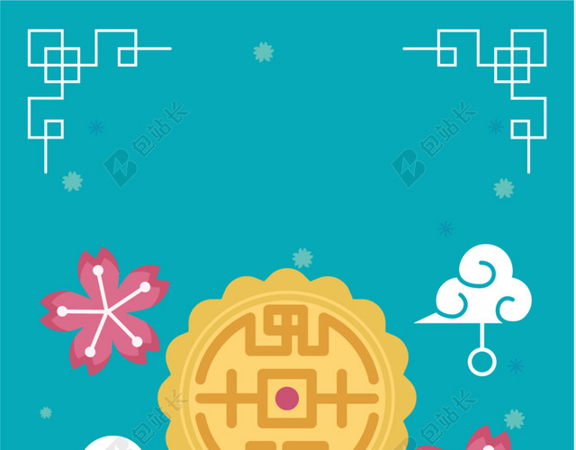 清新背景月饼设计素材