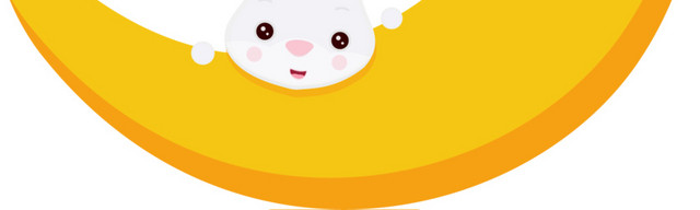 手绘黄色月亮兔子设计素材