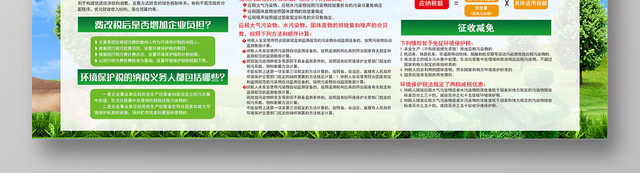 绿色清新简单环境保护税法基本知识十问宣传展板