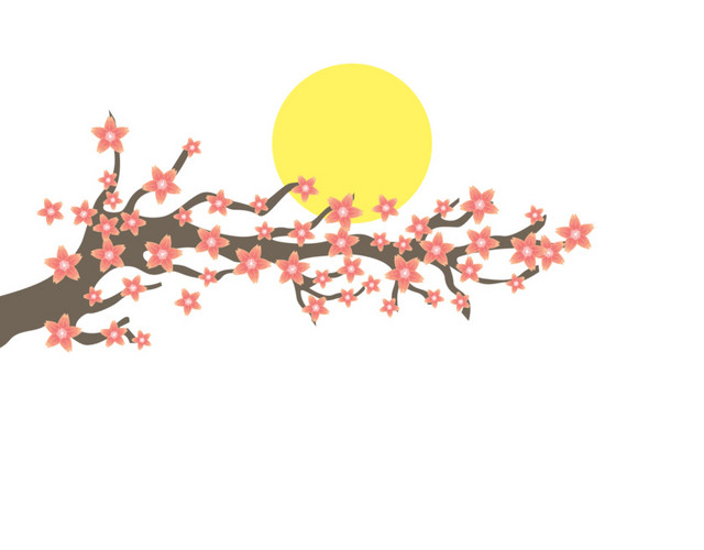 手绘清新桂花月亮设计素材