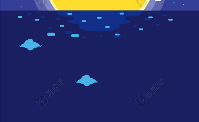 清新蓝色夜空月亮兔子背景素材