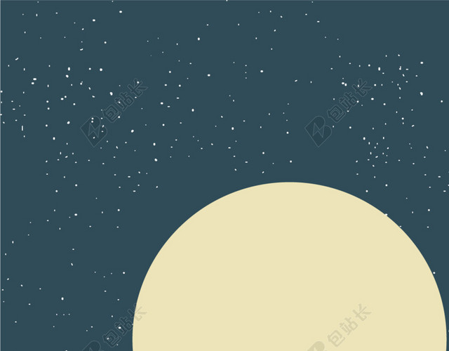 蓝色背景小桥月亮设计素材