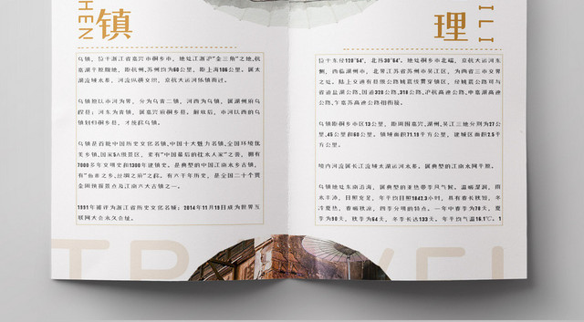 简约风江南乌镇江南水乡小河旅游折页