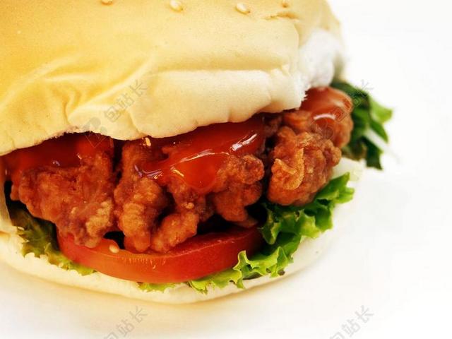 食物美味的鸡肉汉堡背景图片