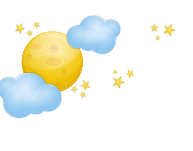卡通手绘月亮星星云朵设计素材