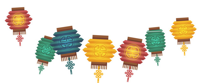 矢量彩色灯笼设计素材