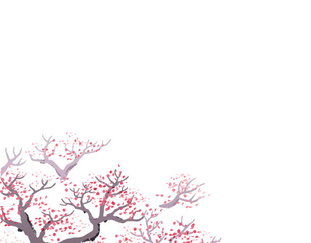 粉嫩手绘写意桃花设计素材