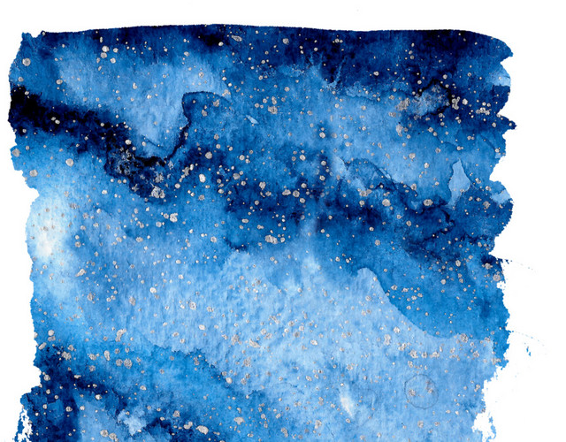 水彩水墨晕染星空绘画素材