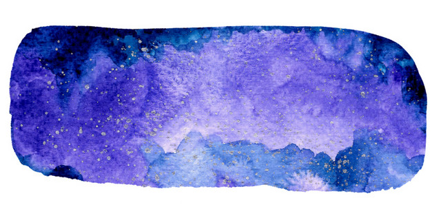 水彩水墨蓝色晕染星空绘画素材