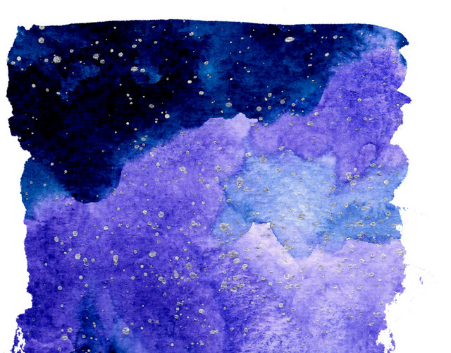 水彩水墨晕染星空绘画素材