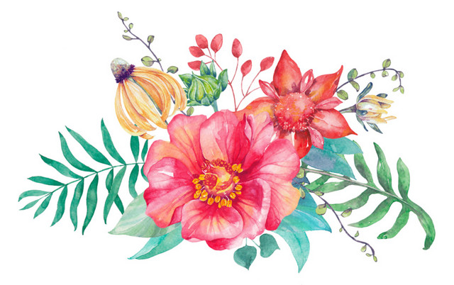 水彩水墨花朵花纹绘画装饰素材