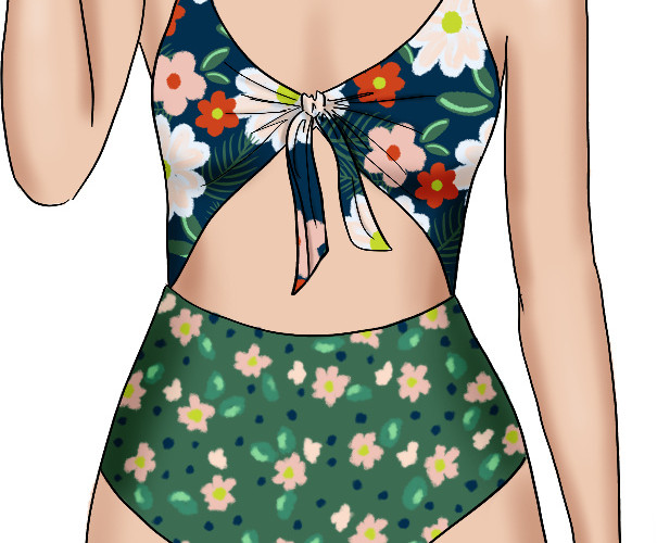 彩色水彩美女绘画素材