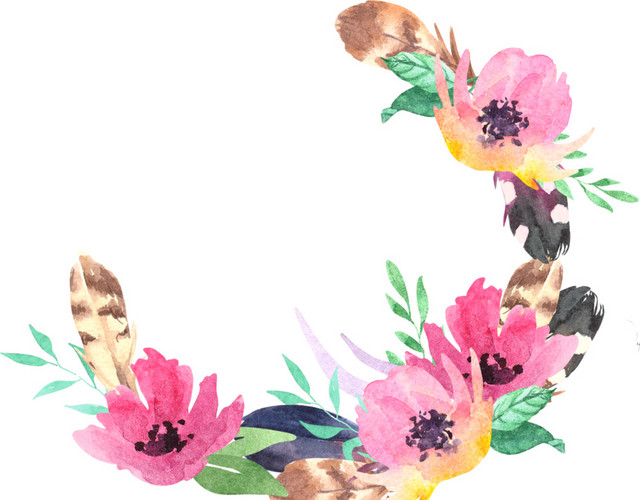 水彩植物花环PNG素材