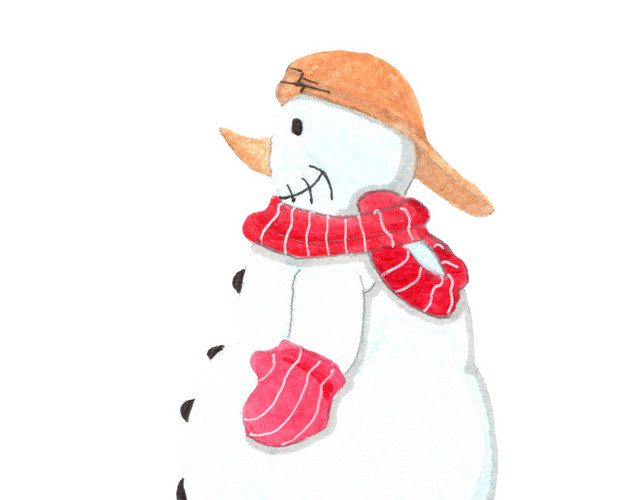 可爱雪人图彩绘风矢量元素