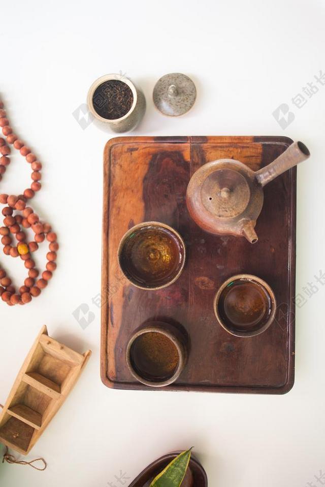 餐饮时尚木式茶具背景图片