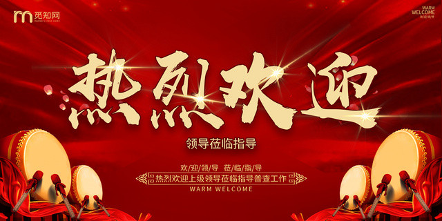 热烈欢迎各级领导莅临指导背景板