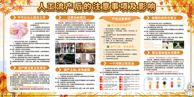 人工流产无痛手术后的术后注意事项及影响医院展报展板宣传