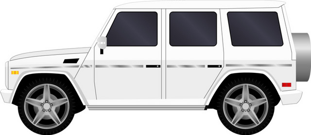 白色卡通大型汽车