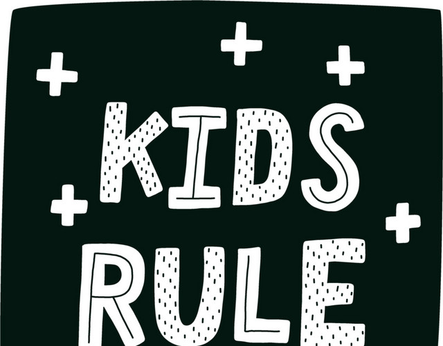 黑色KIDS RULE标签素材