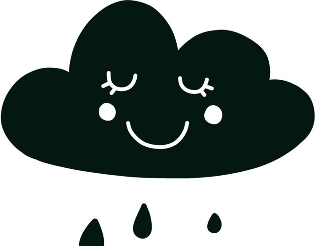 黑色卡通乌云下雨素材