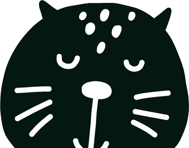 黑色卡通猫脸素材