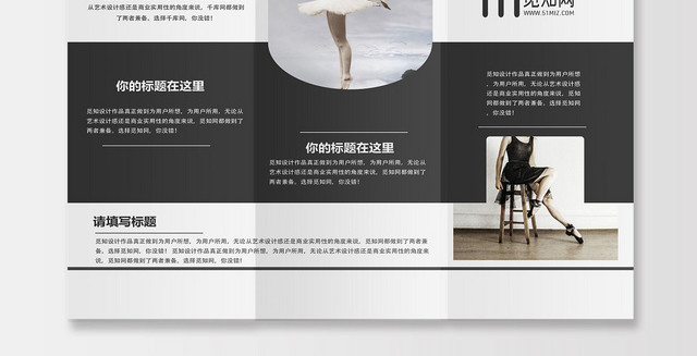 灰白简约舞蹈芭蕾舞折页
