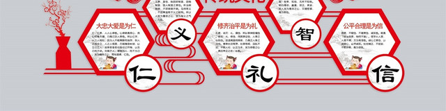 红色大气学校德育展板宣传文化墙