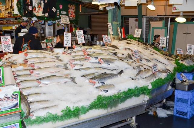 鱼市场 鱼 西雅图 市场 海鲜 食品 美味 新鲜 原 冰