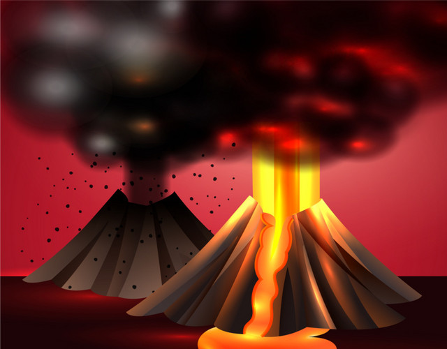 火山喷发灾害矢量素材