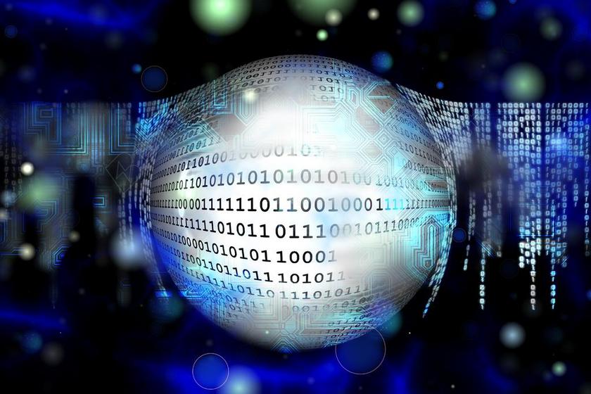 深蓝色互联网科技二进制信息科技背景图片