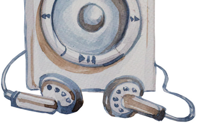 MP3水彩手绘插画