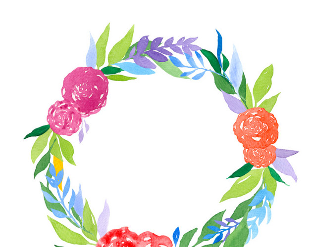 花朵花圈水彩素材