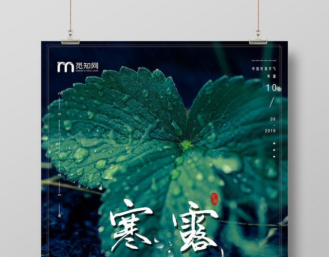 绿色中国传统节气传统二十四节气寒露海报
