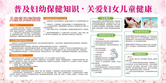 母乳喂养母婴育儿粉色创意宣传栏展板