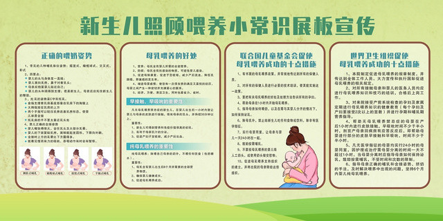 母乳喂养绿色创意简约展板宣传栏