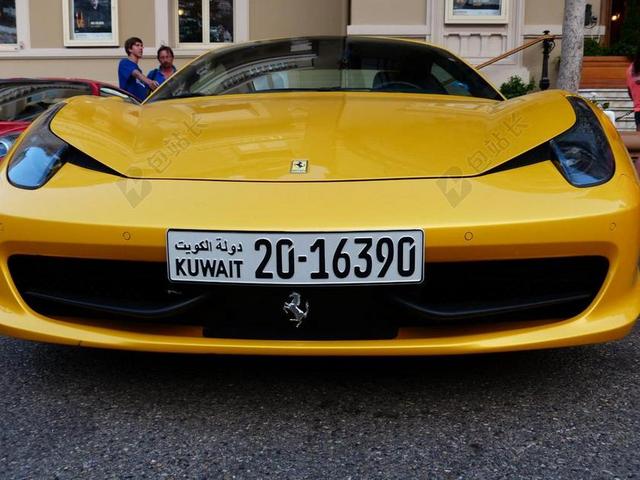 法拉利 黄色 跑车 时尚 车号 车牌 科威特 超级跑车