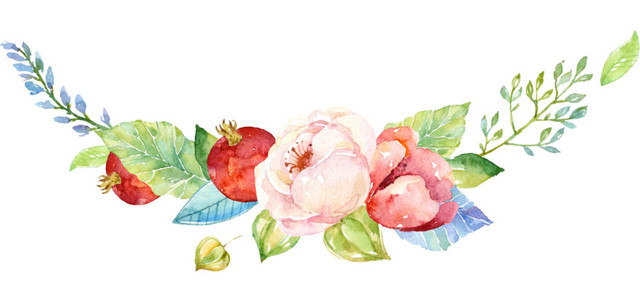 手绘水彩花卉叶子
