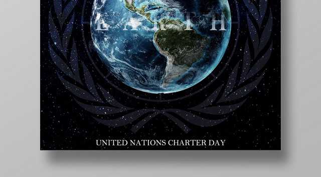 黑色星辰10月14日联合国日纪念日海报