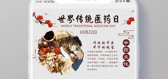 封面浅灰古风世界传统医药日微信公众号首图