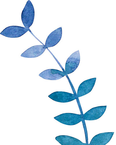 蓝色手绘水草矢量图片