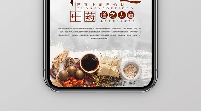 中医之道世界传统医药日手机海报