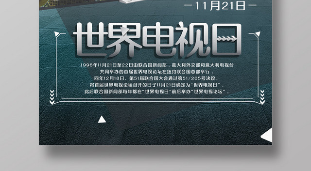简约高端大气世界电视日宣传海报