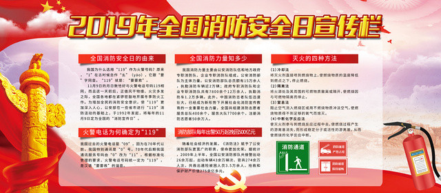 2019全国消防安全日宣传栏展板