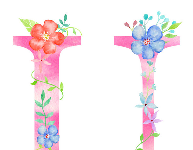 彩色花字母U素材